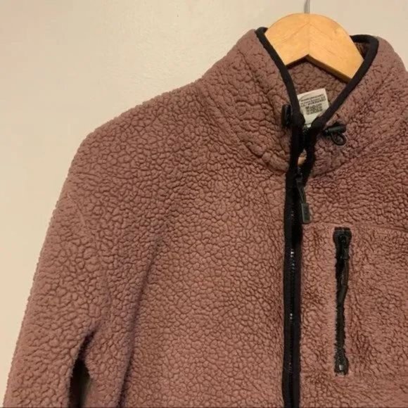 PINK Victoria Secret Sherpa teddy pullover jacket espresso coffee pink XS - Picture 6 of 11